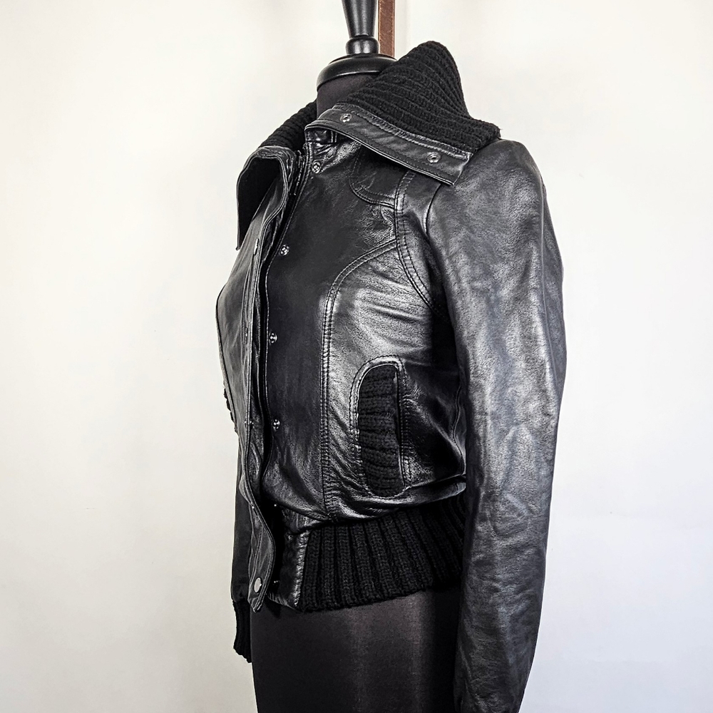 Ted Baker bomber Jacket Leather Slim Fit Firm XS